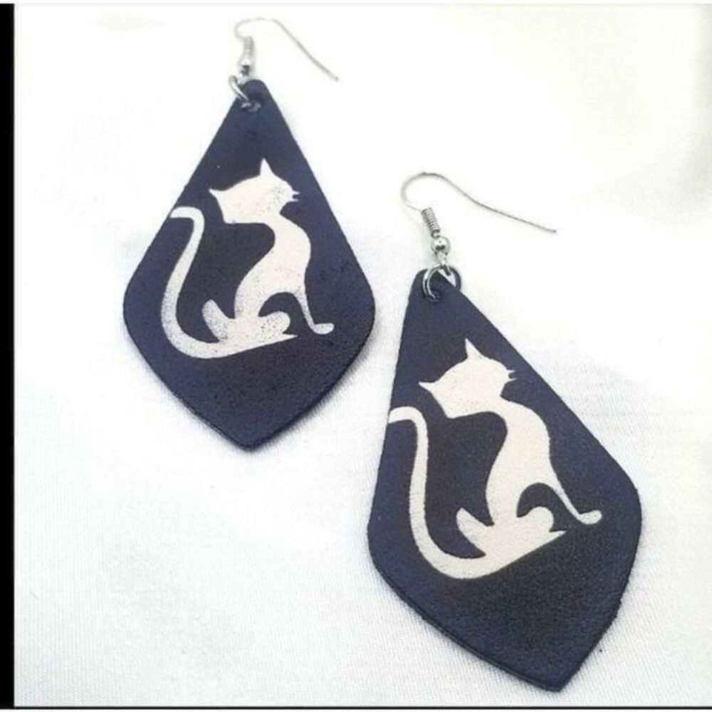 Howleen inspired/ fall themed faux leather Teardrop Dangle earrings.